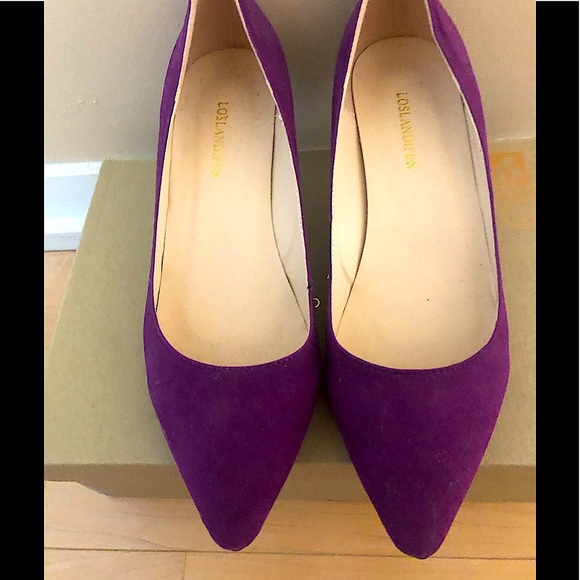 💜 LOSLANDIFEN Low Heels Shoes in Stunning Dark Violet 💜 Colour - Picture 1 of 8